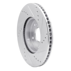 Honda Accord Sedan Brake Rotor (1) - Front Left - R1 Concepts - Drilled & Slotted - Silver - `13-`22